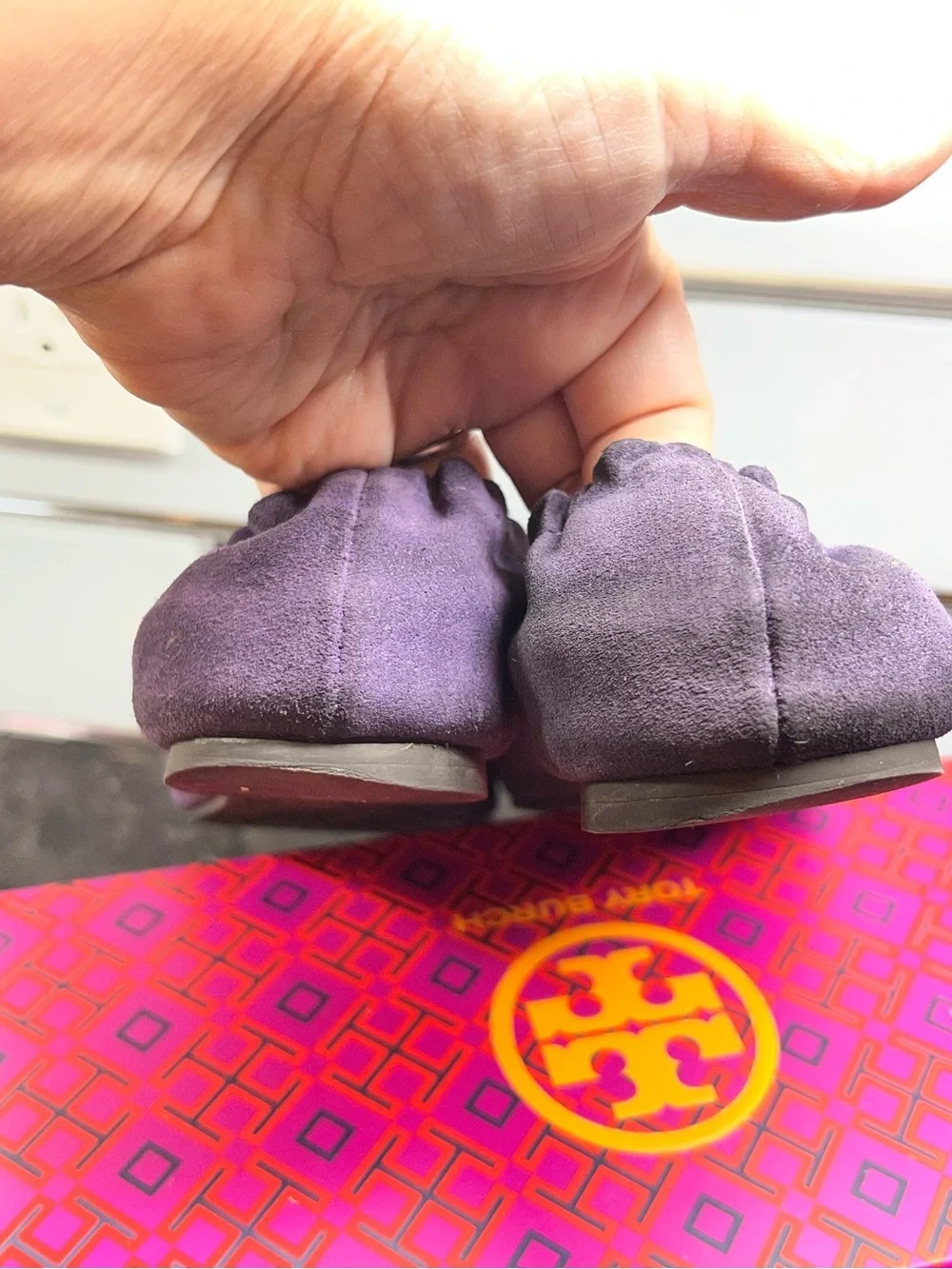 Tory Burch Purple Suede Reva Ballet Flats, Size 7M
